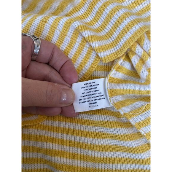 Anthropologie Sparrow M Yellow Striped Sweater Crochet Button Cardigan Y2K - Picture 12 of 14